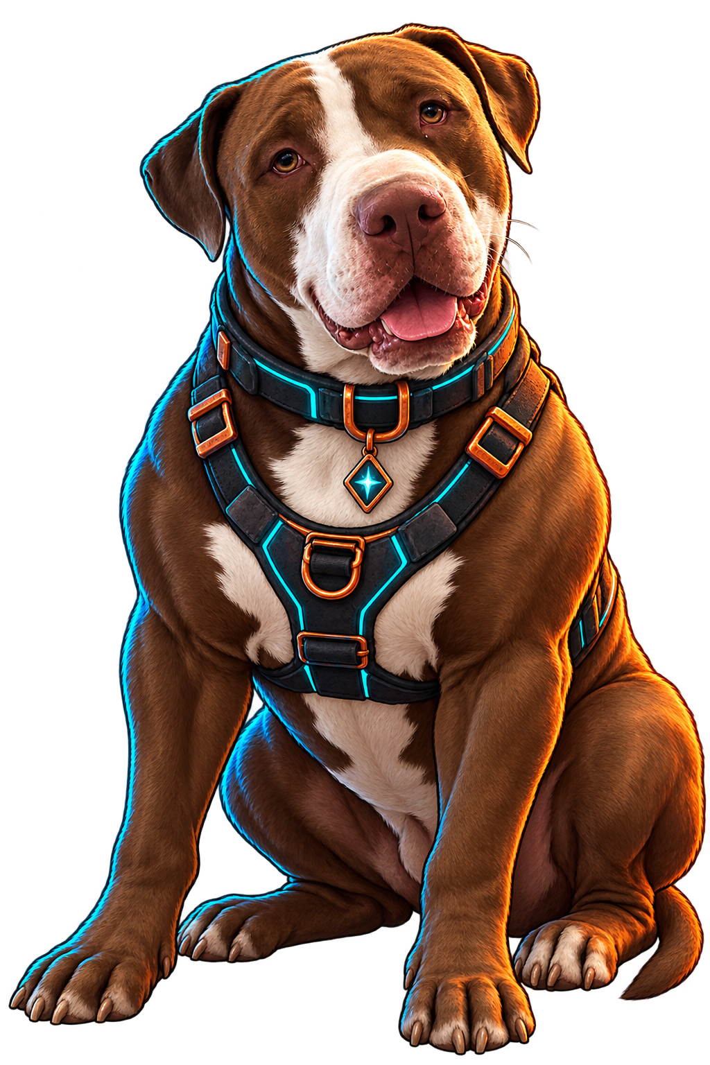 The owner’s brown-and-white dog, imagined as a cosmic companion
